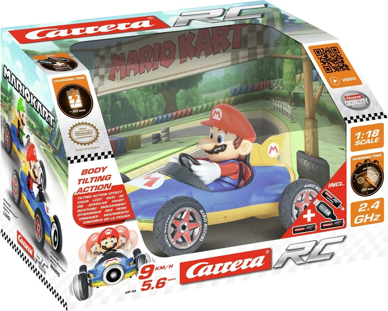 Makina RC Carrera Mario Kart Mach 8, Elektrike, 1:18, Shumëngjyrëshe