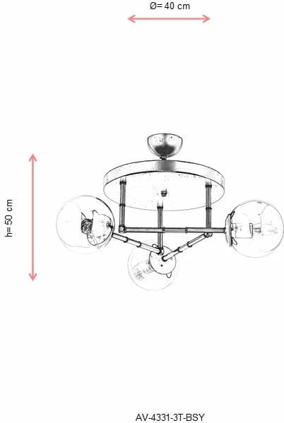 Llambë tavani Opviq, AV-4331-3T-BSY, e zezë dhe ari