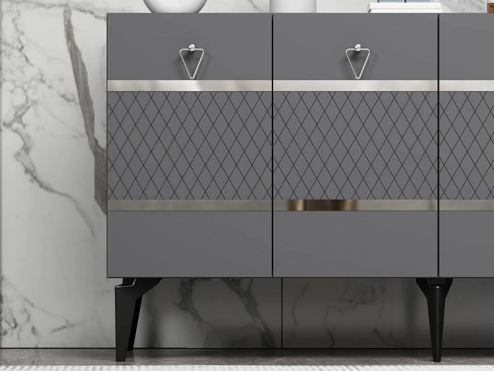 Konsol Skye Decor, ngjyrë pelin-antracit, argjend