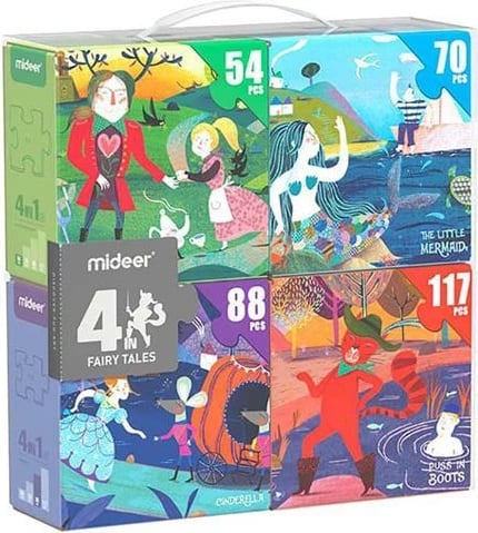Puzzle Mideer 4 në 1 "Fairy Tales" 54,70,88 - 117 pjesë
