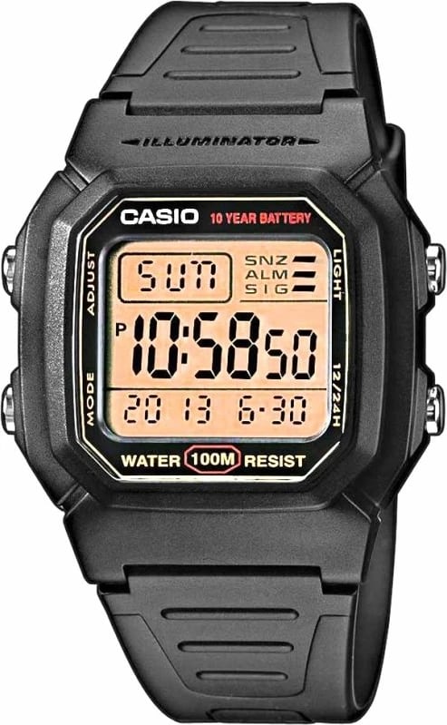 Orë dore për meshkuj Casio, e zezë