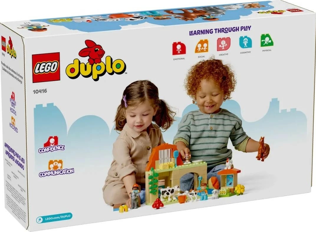 Set lodrash LEGO DUPLO 10416 Farm Animal Care, 74 pjesë, plastikë, për fëmijë, shumëngjyrëshe