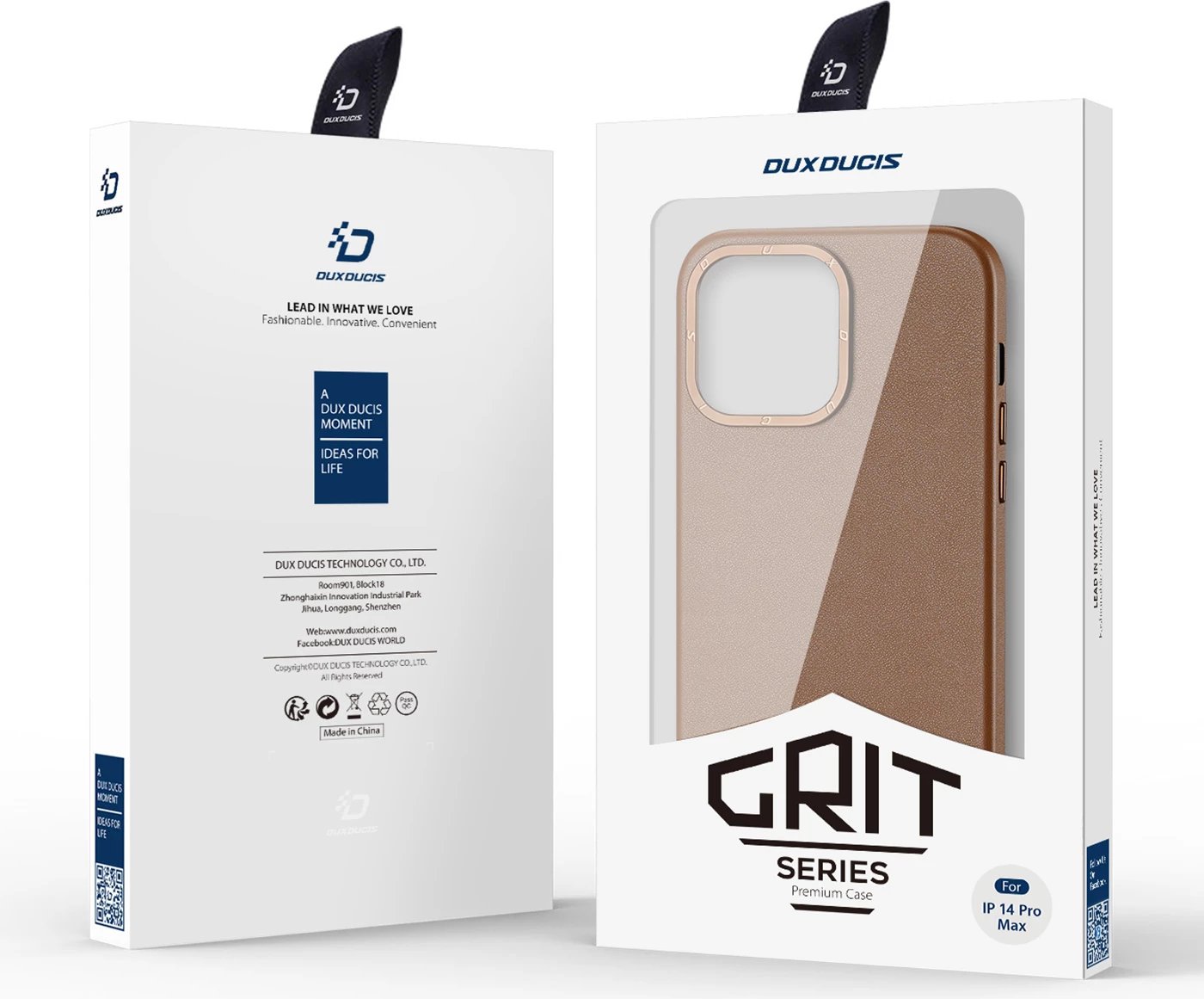 Mbështjellës Dux Ducis Grit për iPhone 14 Pro Max, eco leather, MagSafe, Kafe