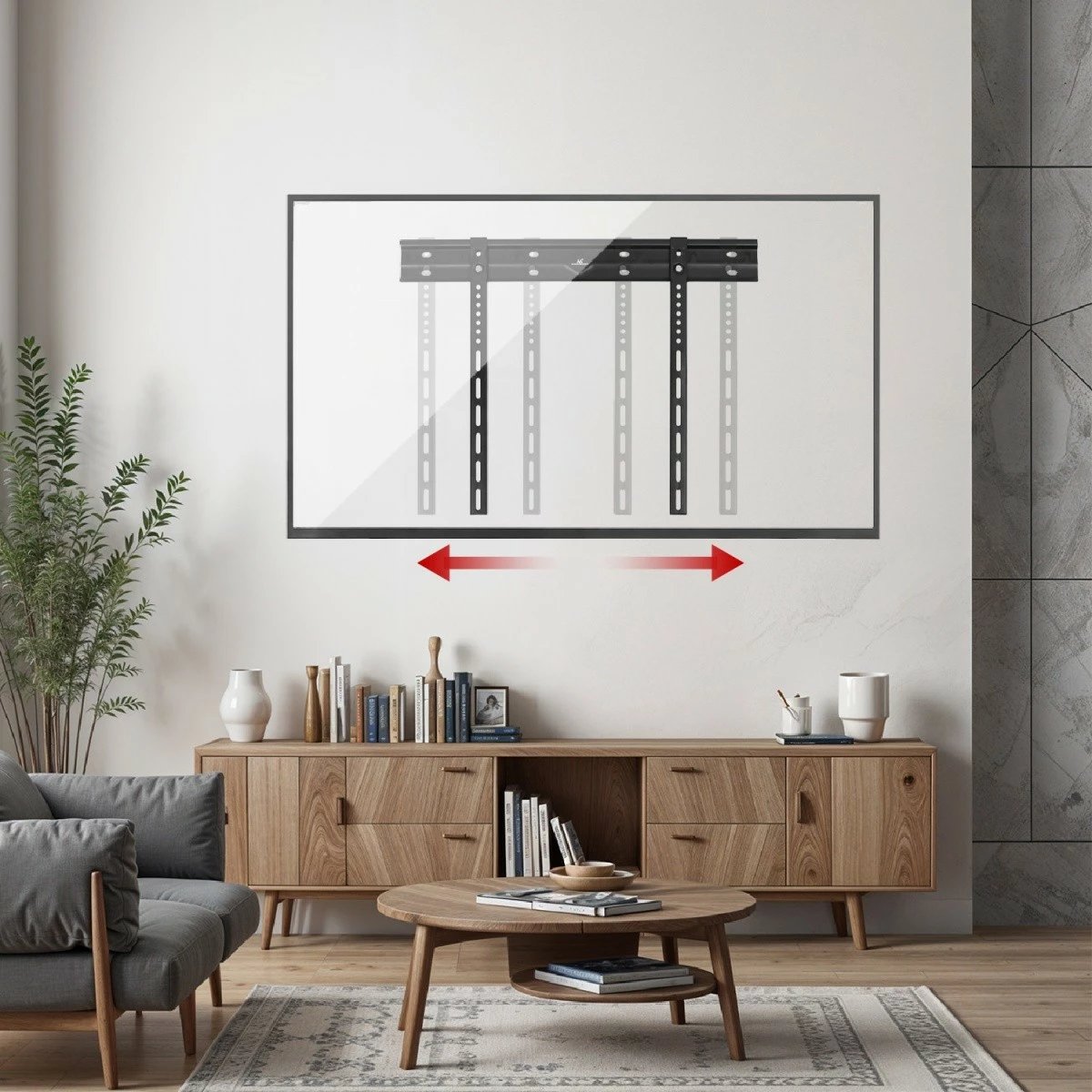 Mbajtës muri ultra i hollë për TV Maclean MC-123, VESA 600x400, deri 80kg, i zi