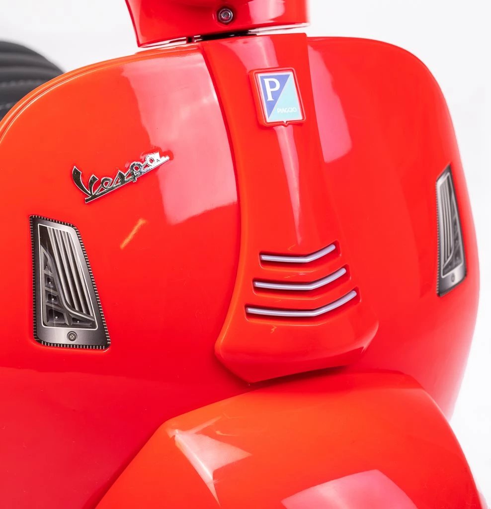 Motoçikletë elektrike fëmijësh, Baby Mix, Vespa, 6V 4.5Ah 30W, kapacitet 25 kg, me rrota anësore, e kuqe