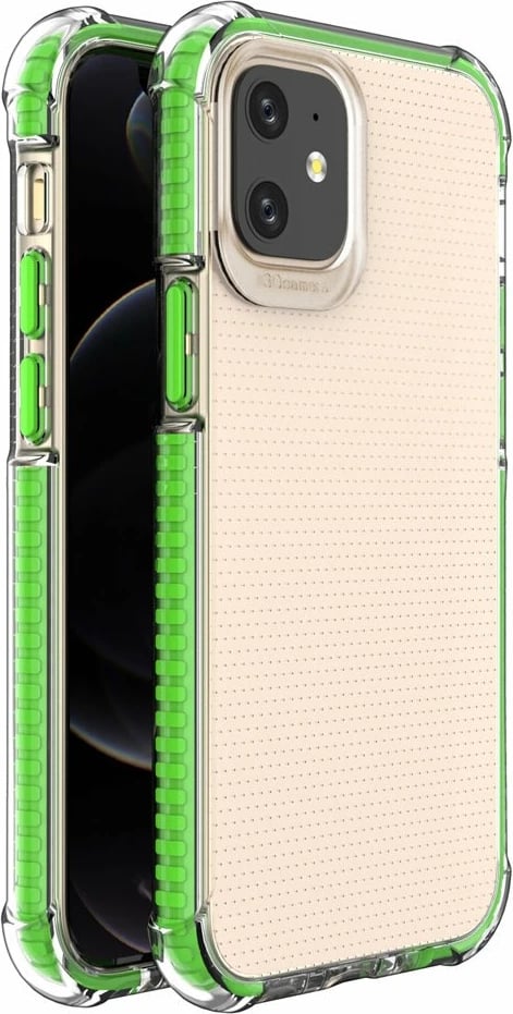Mbështjellës Hurtel Spring Armor për iPhone 12 mini, TPU, kornizë e gjelbër