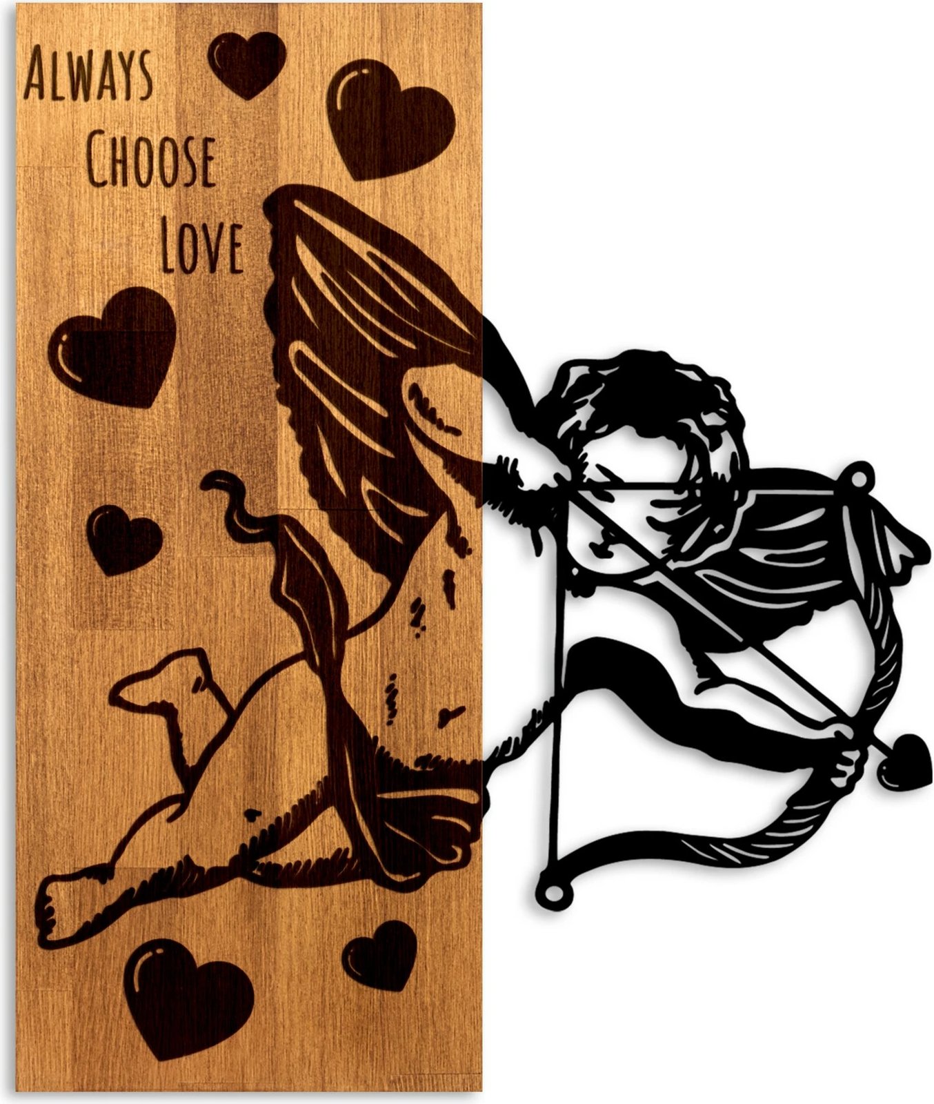 Aksesor dekorativ për mur, dru arre dhe metal, Wallity Eros 01