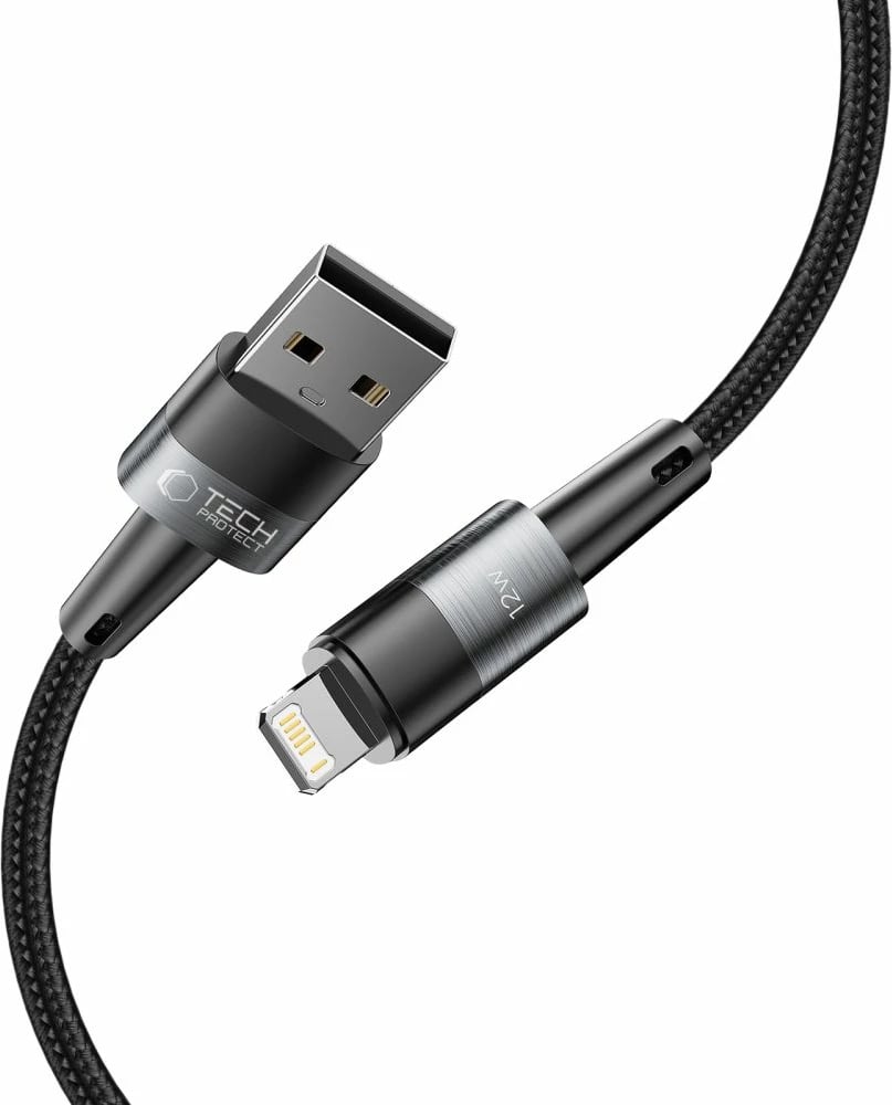 Kabllo Tech-Protect UltraBoost, Lightning në USB-A, 0.25m, 12W, Gri