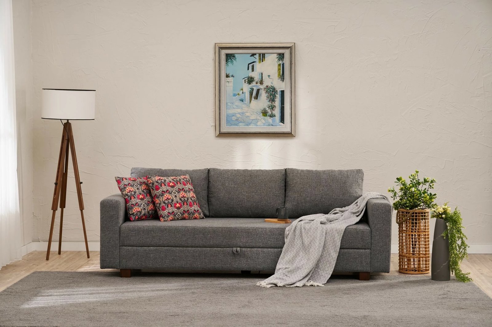 Krevat-divan treshe Atelier del Sofa, Aly, ngjyrë gri