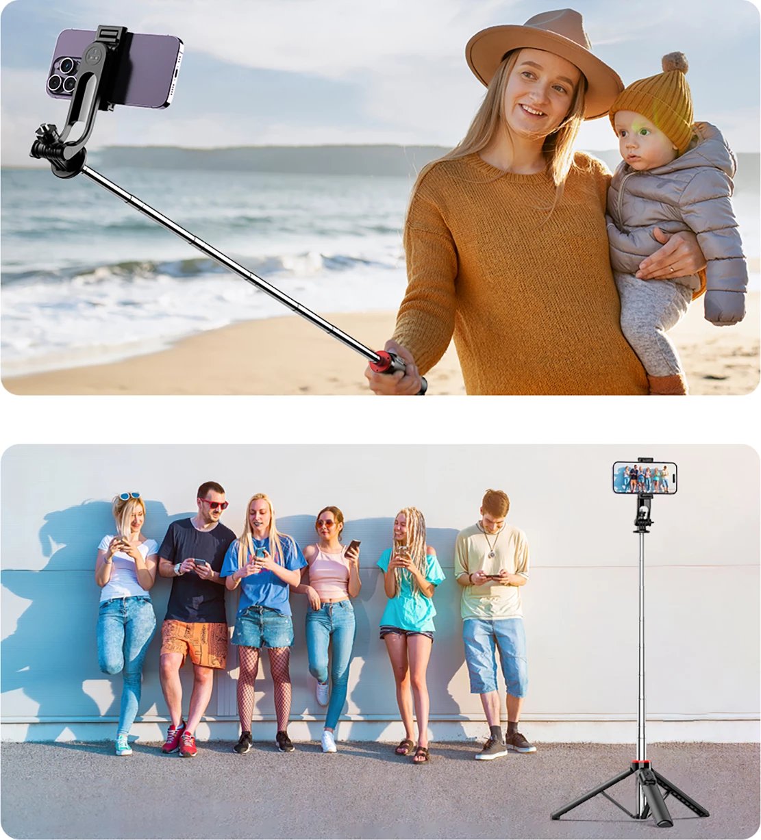 Selfie stick tripod Wozinsky WC1Y3S, 1.32m, me Bluetooth, i zi Selfie stick tripod Wozinsky WC1Y3S, 1.32m, me Bluetooth, i zi