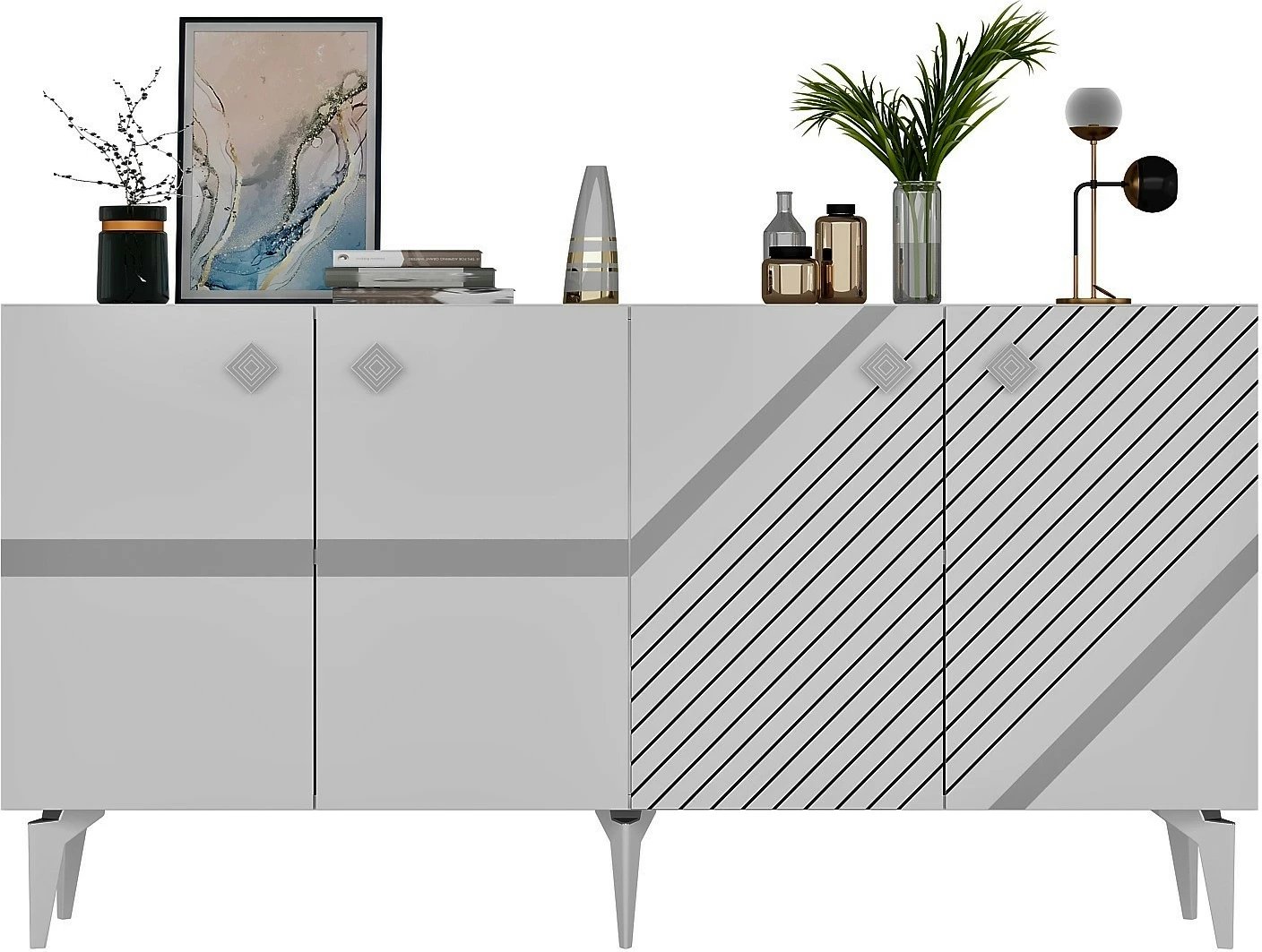 Konsolë Hanah Home, Iris, e bardhë, argjend