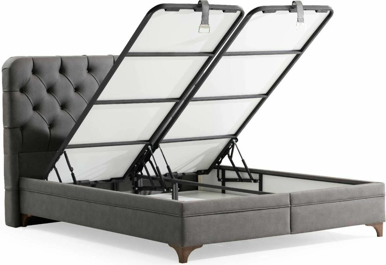 Baze dhe shtrat dopio me mbështetëse koke, Samira, ngjyrë gri, 160x200