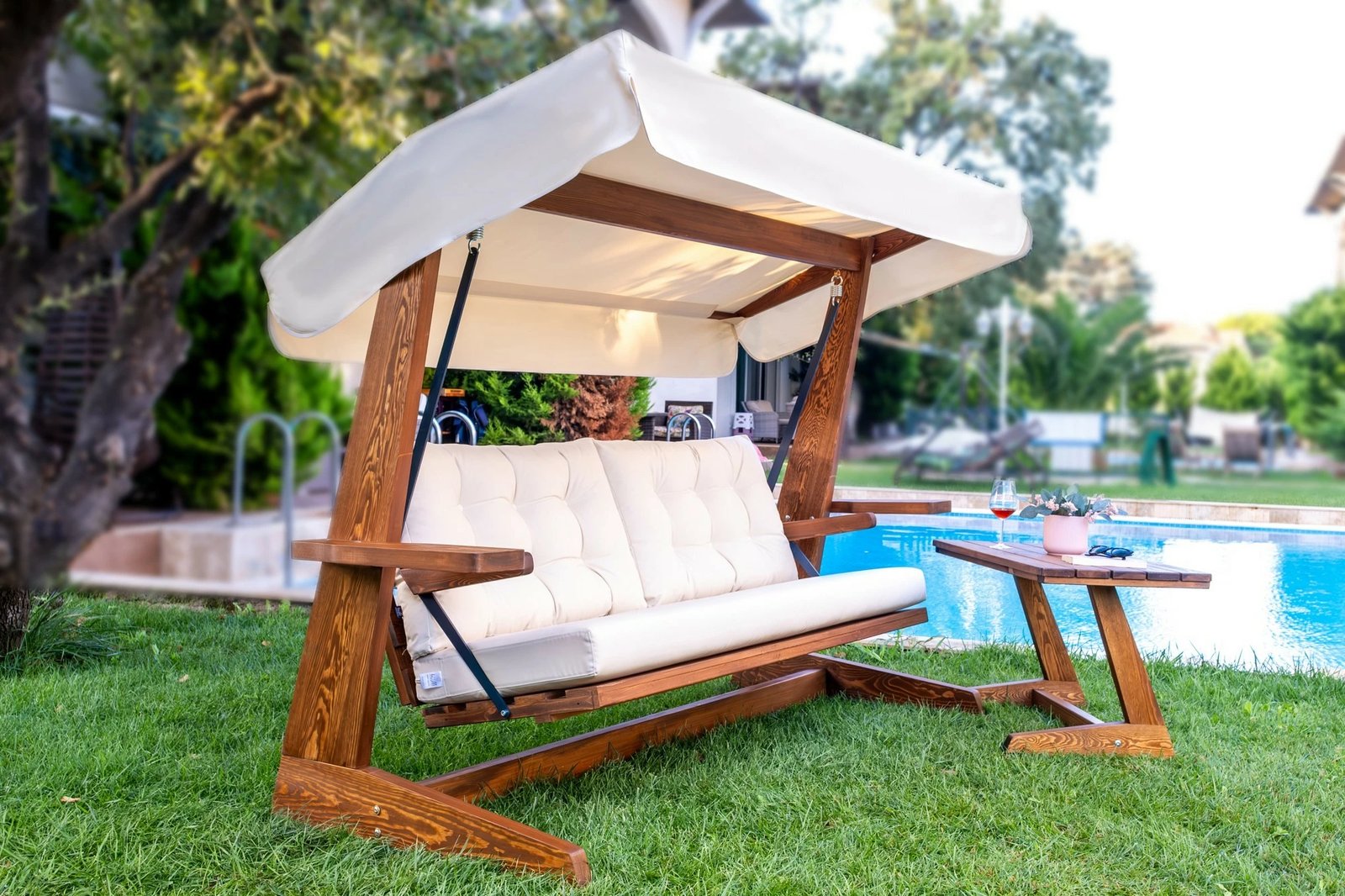 Karrige lëkundëse treshe për kopsht, ngjyrë bezhë, Skye Decor Viva 2400