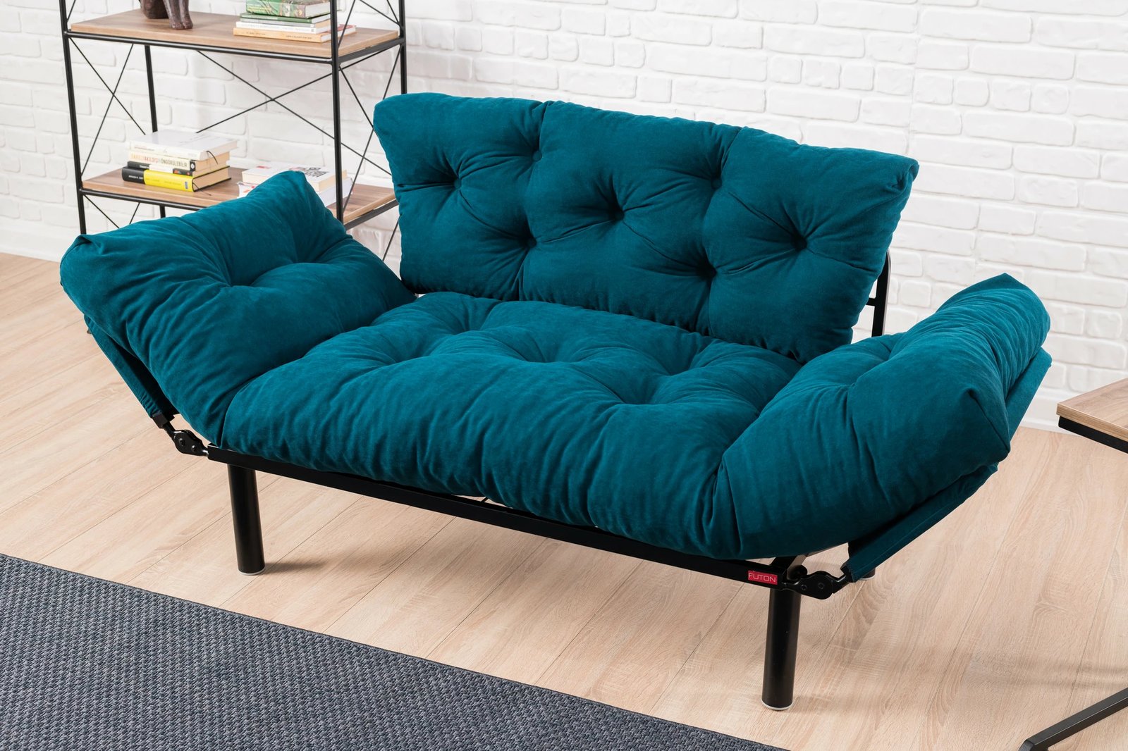 Divan-krevat dy ulëshe, ngjyrë petrol blue, Atelier del Sofa, Nitta
