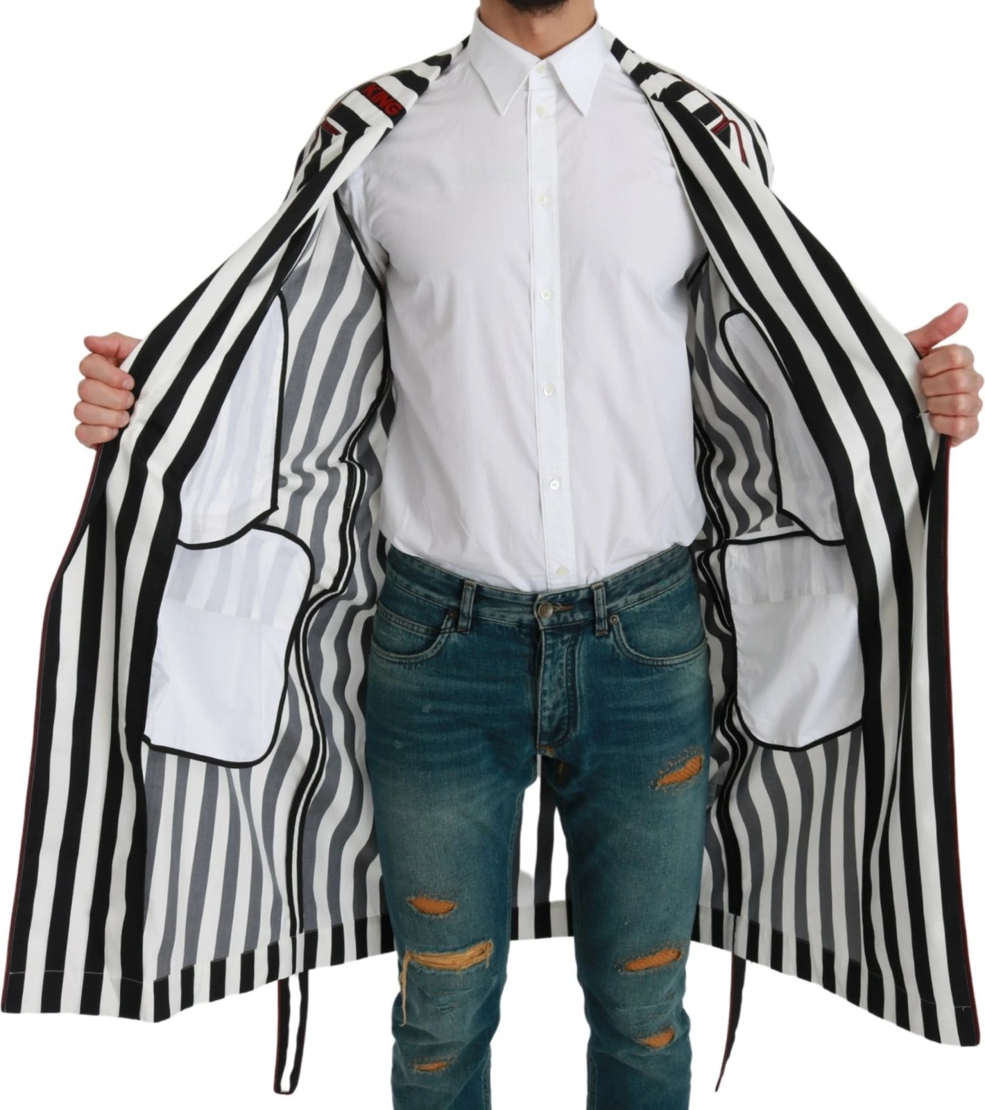 Këmishë nate për meshkuj Dolce & Gabbana, e bardhë / e zezë 