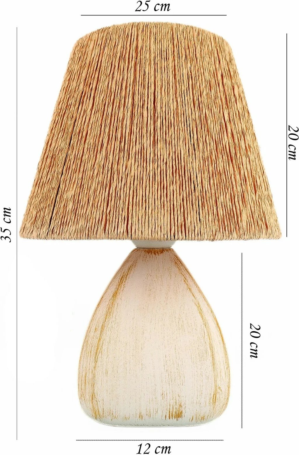 Llambë tavoline Opviq, YL678, trup qeramike, kapak jute, ngjyrë natyrale