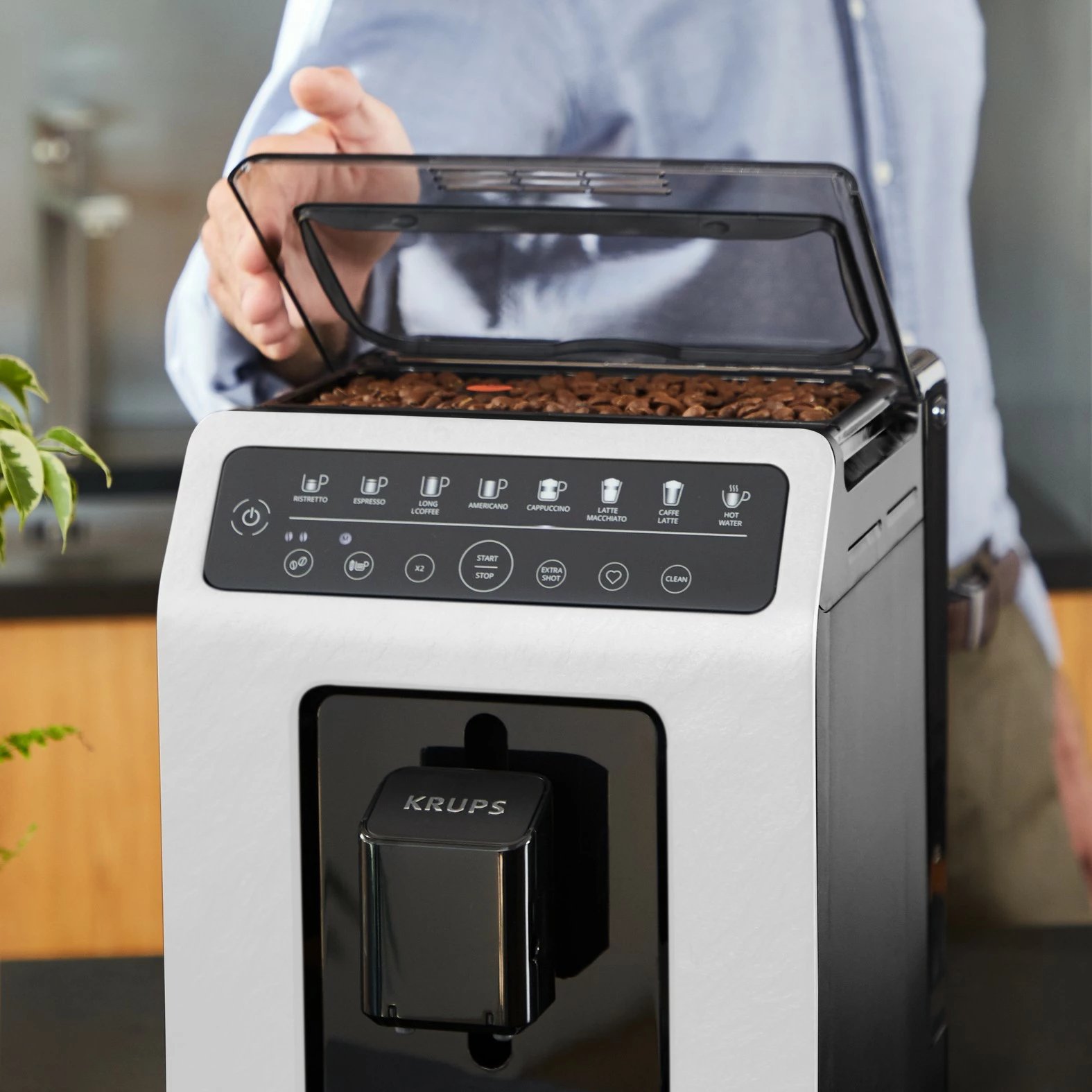 Aparat kafeje Krups Evidence ECO-Design EA897A, 2.3L, mulli i integrum, 1450W, zi/gri