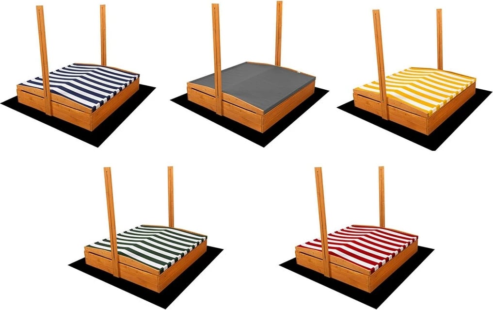 Tendë për kutinë me rërë, BABY MIX, 120x120 cm, me konstruksion druri, blu e bardhë