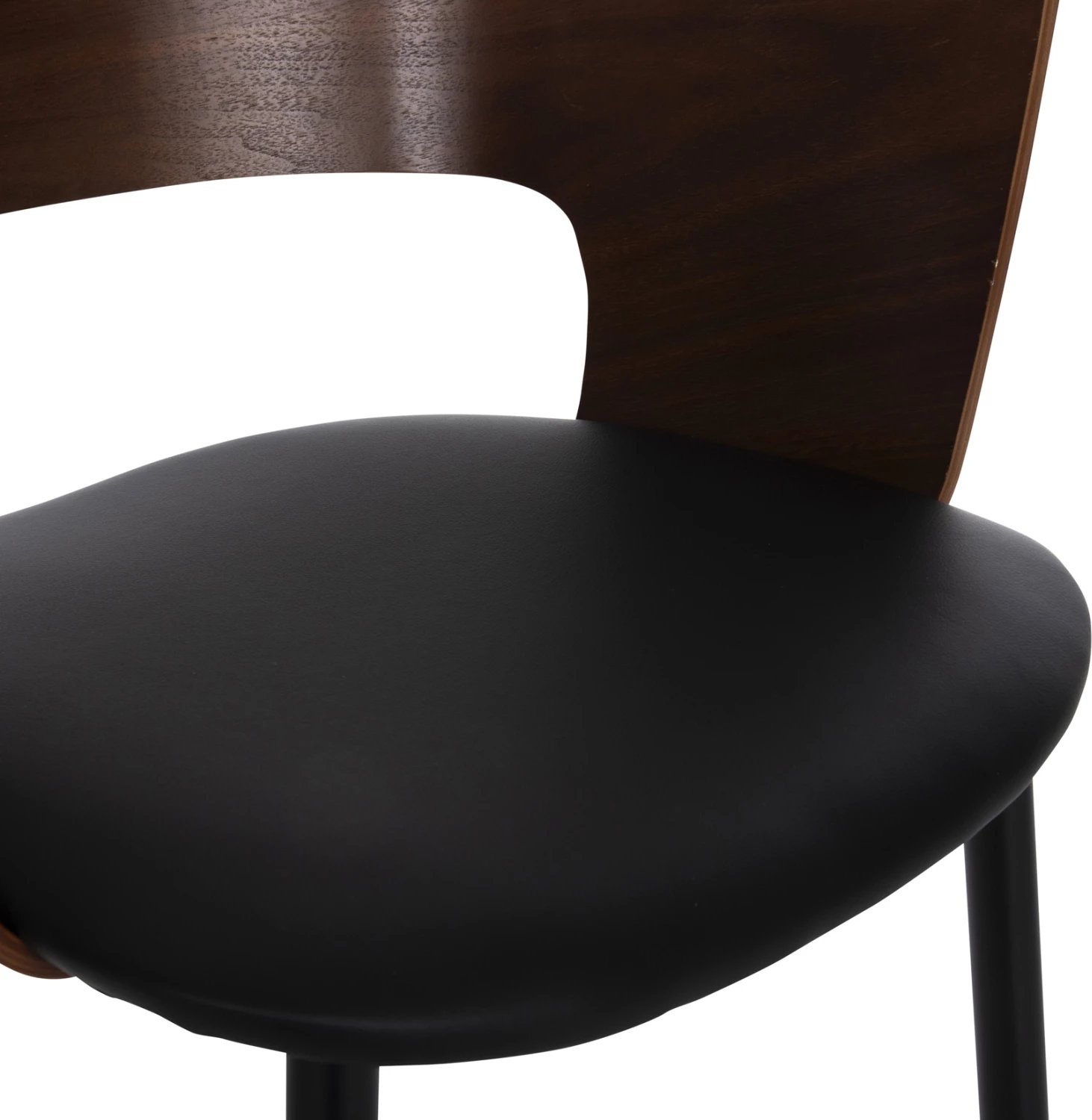 Karrige ngrënieje VELP FH9616.03 dru ngjyrë arre-PU e zezë-këmbë metali të zeza 55,5x50x79H cm., set prej 2 copë