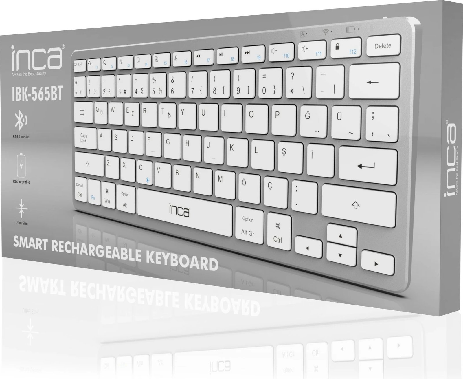 Tastierë Inca IBK-565BT, Bluetooth 5.0, 150 orë bateri, silver