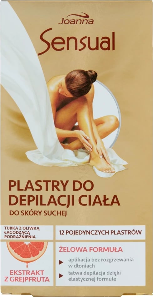 Pllastra për depilim trupit për femra Joanna Sensual lëkurë e thatë ekstrakt grejpfruti 12 copë + vaj ulliri 10ml