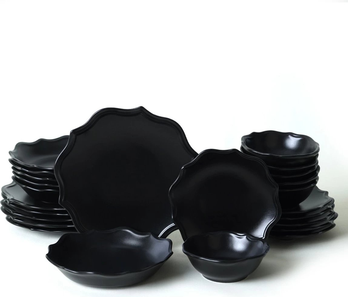 Set enësh për drekë, qeramikë, 24 copë, ngjyrë e zezë mat, Hermia Concept, X0001517500000000000000000