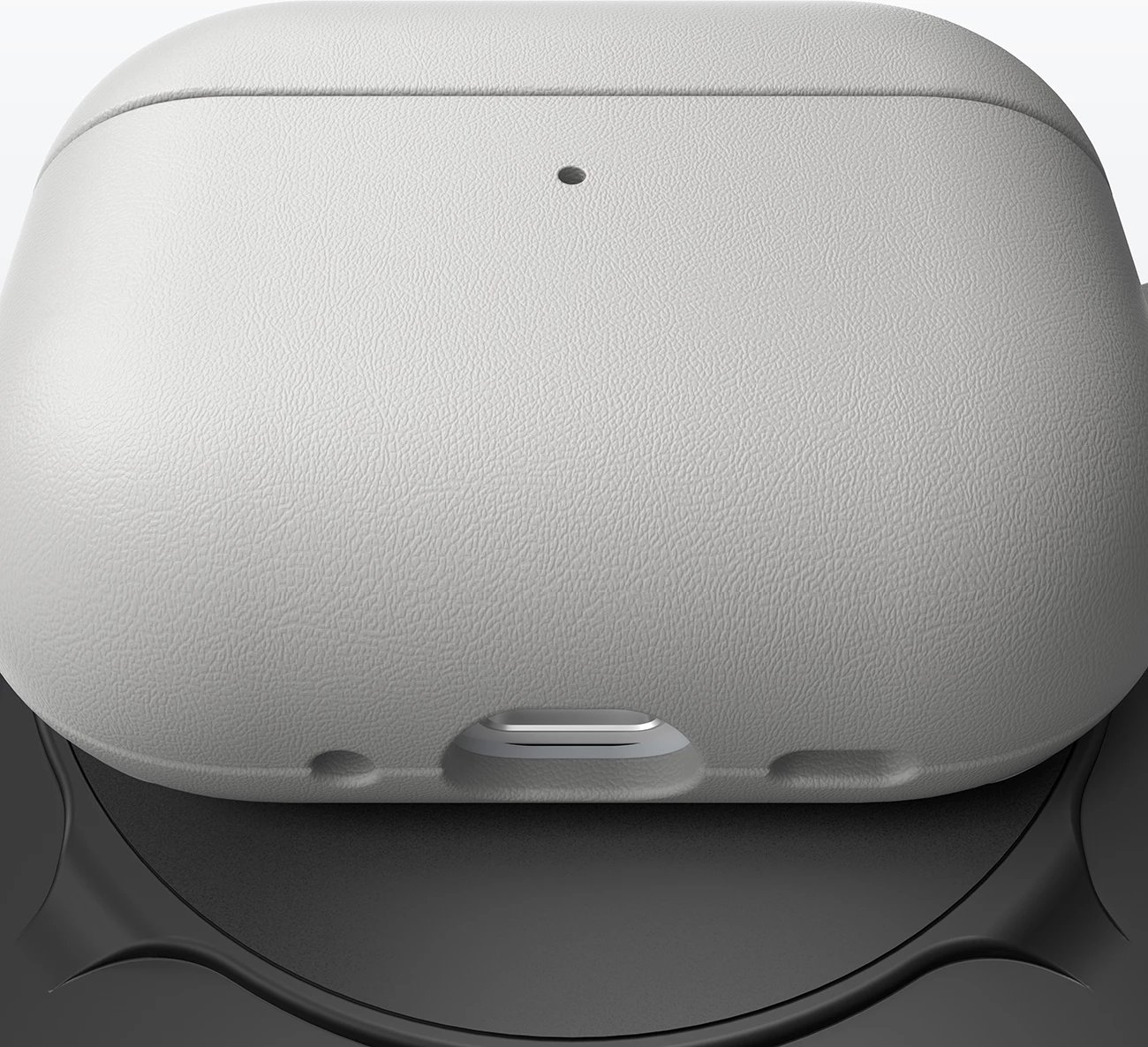 Mbështjellës mbrojtës për AirPods Pro 3, AmazingThing Glamor, lëkurë poliester + mikrofibrë, me karabinë, gri