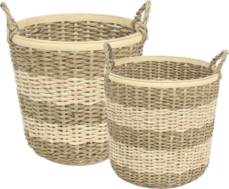 Set shporta SIKINOS, 2 copë, litar natyral-bambus, 35x35x43cm