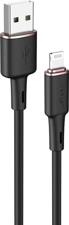 Kabllo Acefast C2-02, USB në Lightning, 1.2m, 2.4A, e zezë
