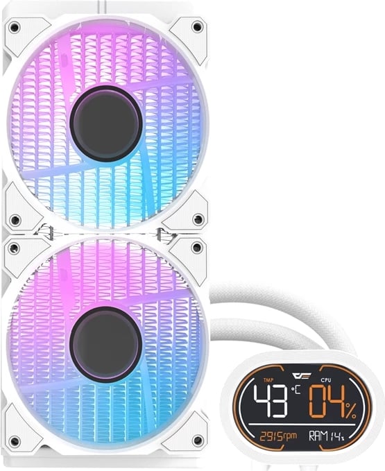 Kasë ftohëse me ujë Darkflash DH240D, ARGB, për CPU, e bardhë