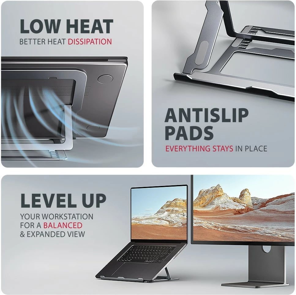 Mbajtëse laptopi/tableti, AXAGON STND-LAG, 10–17.3", 8 pozicione të rregullueshme, alumin, gri