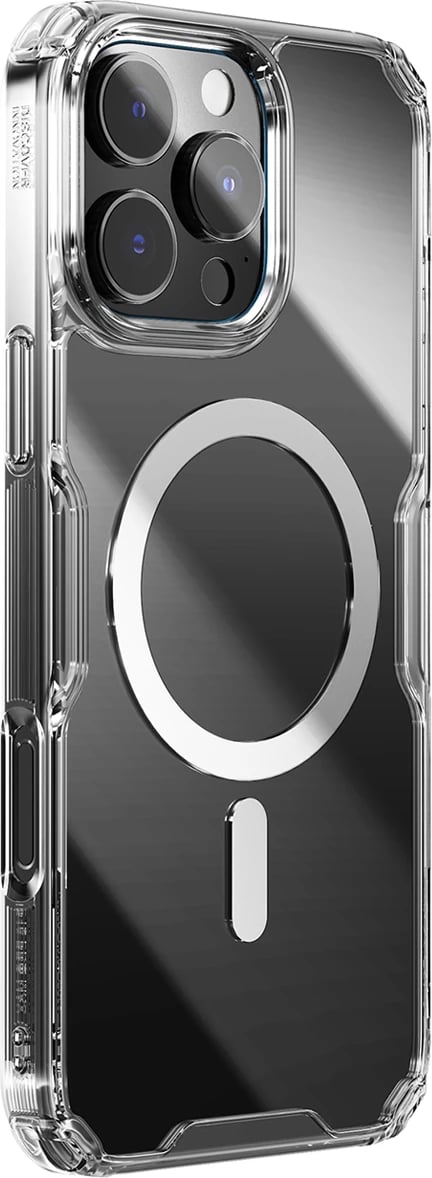 Mbështjellës Nillkin Nature Pro Magnetic Case për iPhone 16, MagSafe, Transparent & Bardhë Mbështjellës Nillkin Nature Pro Magnetic Case për iPhone 16, MagSafe, Transparent & Bardhë