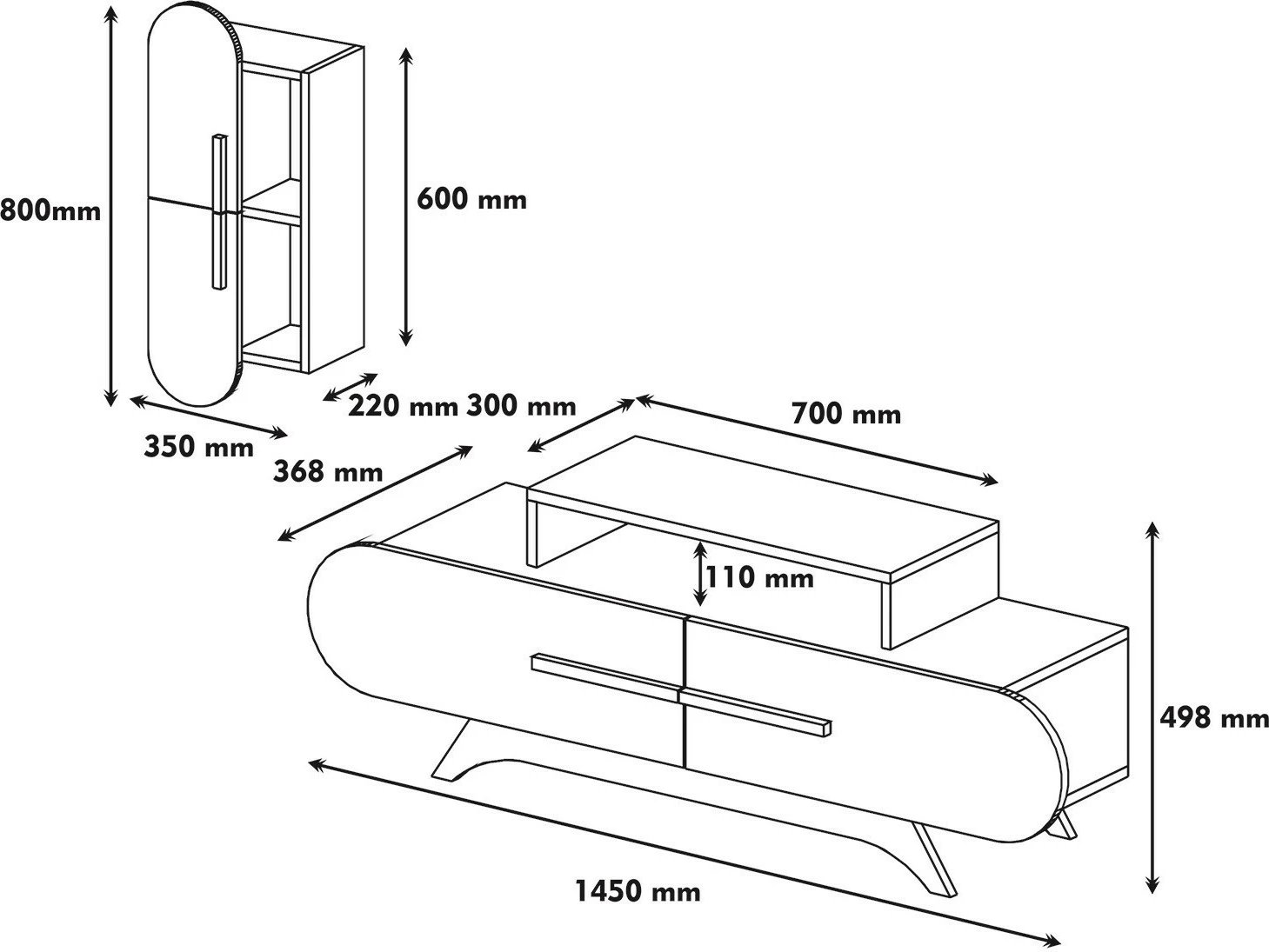 Komodë TV Hanah Home, Rose S, ngjyrë arre dhe e bardhë