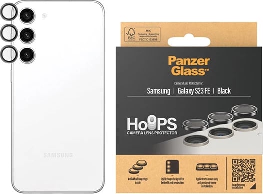 Mbrojtës kamerash PanzerGlass Hoops për Samsung Galaxy S23 FE, kornizë e zezë