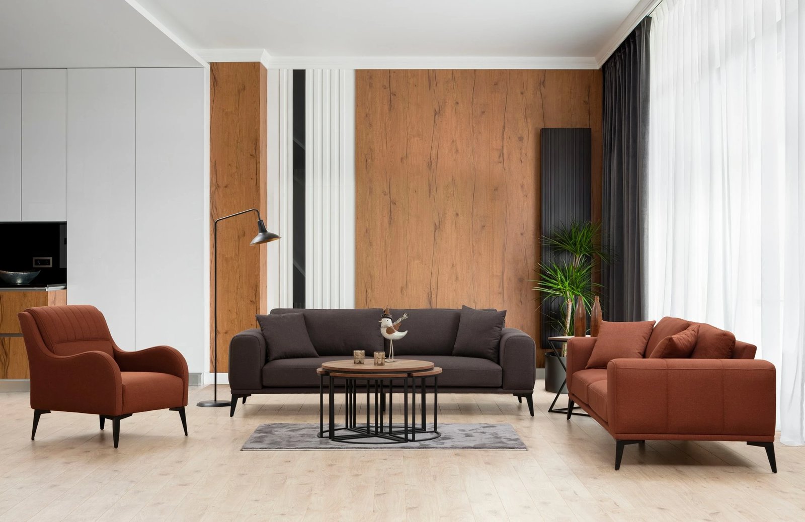 Divan treshe Kenzo, ngjyrë gri