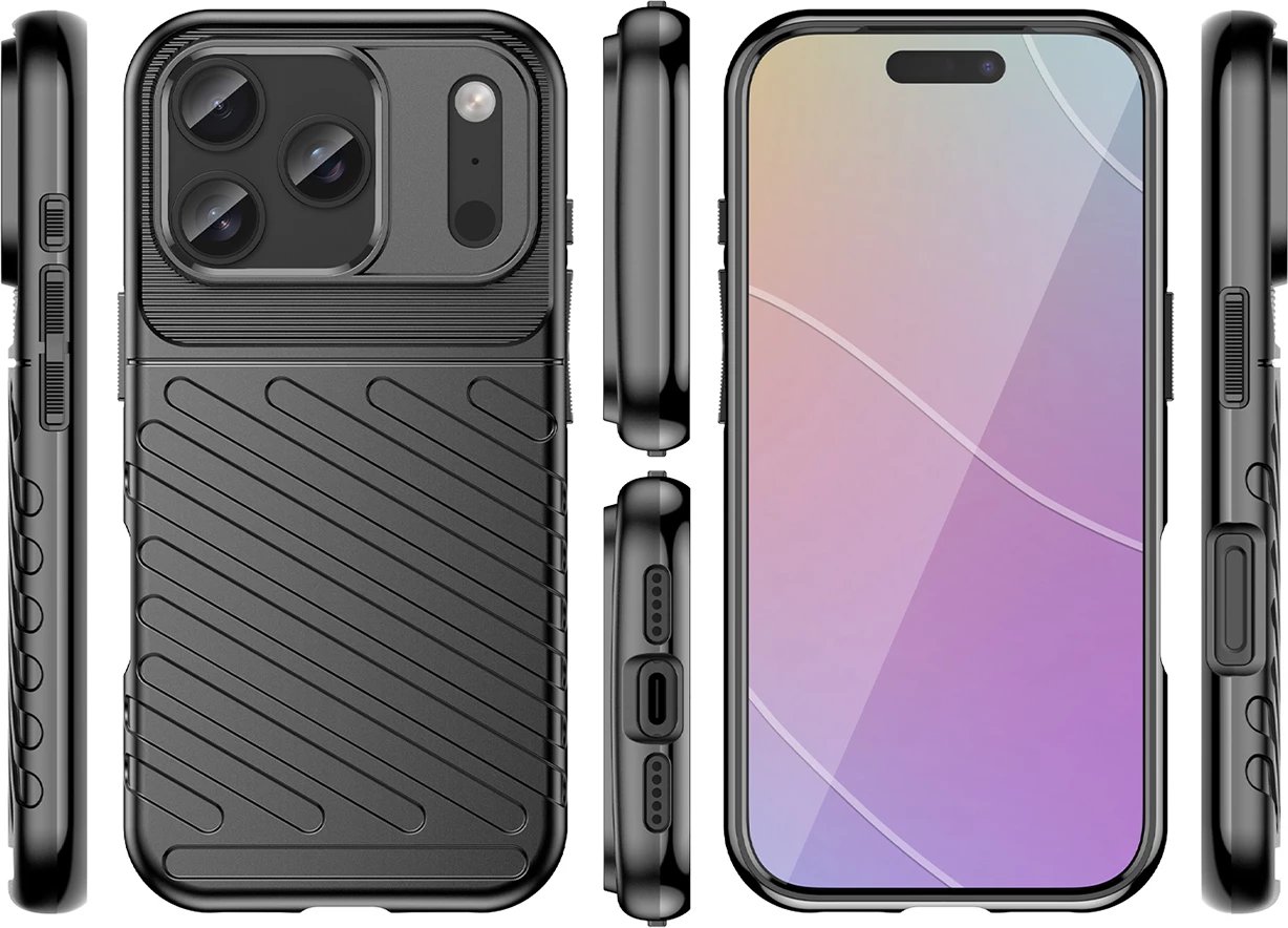 Mbështjellës Hurtel Thunder Case për iPhone 17 Pro Max, TPU, i zi