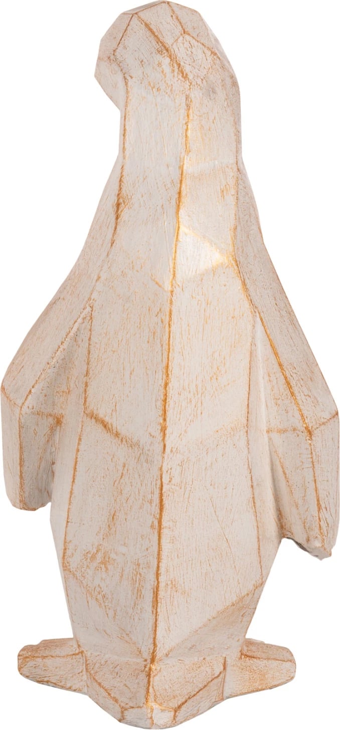 Dekorim për dysheme, pinguin, ngjyrë patina e bardhë me detaje ari, FH7915, 30x20x60H cm