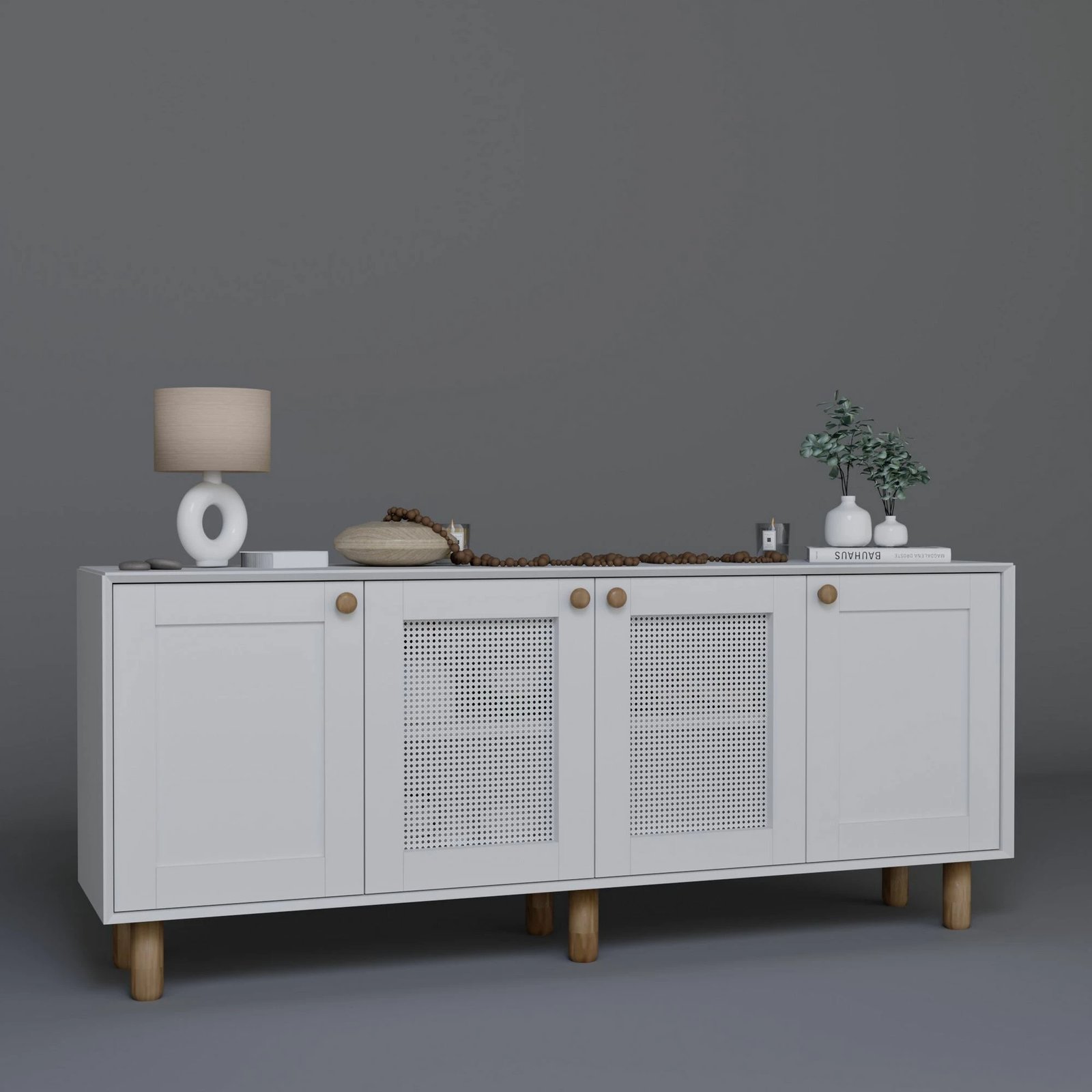 Konsolë Skye Decor, stil bohemian, e bardhë, 180x75x40cm