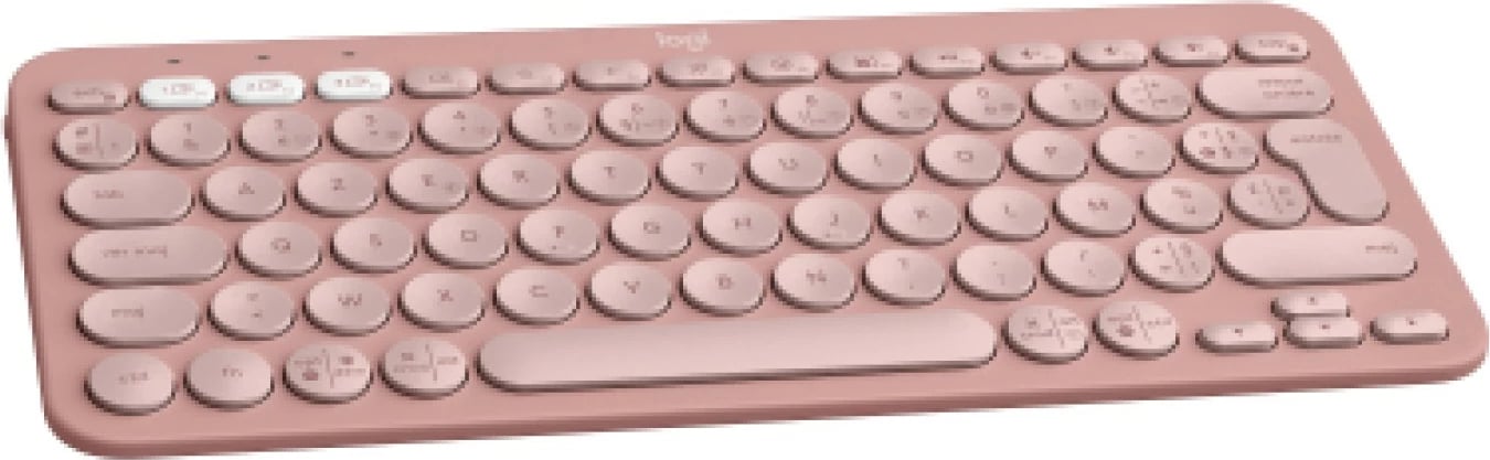 Tastierë mini Logitech Pebble Keys 2 K380s, wireless, Bluetooth, AZERTY, rozë