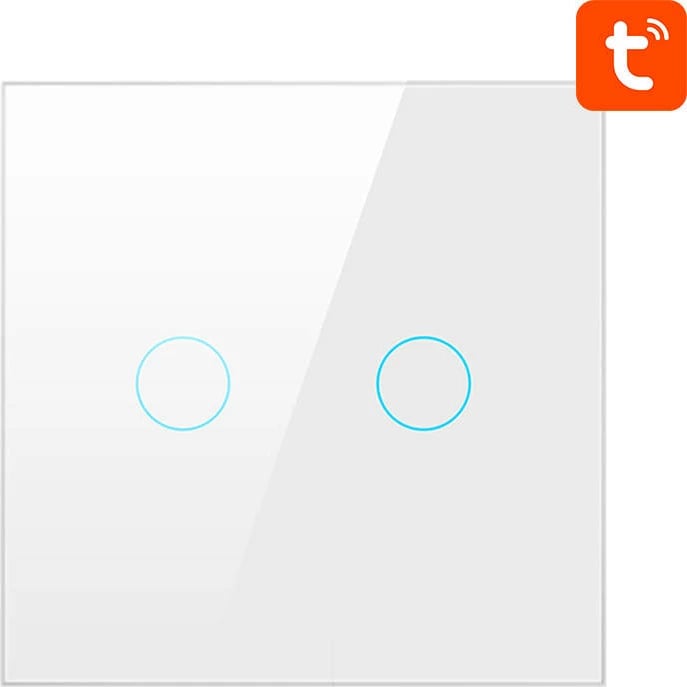 Switch i mençur Avatto ZTS02-EU-W2, 2 butona, ZigBee, i bardhë