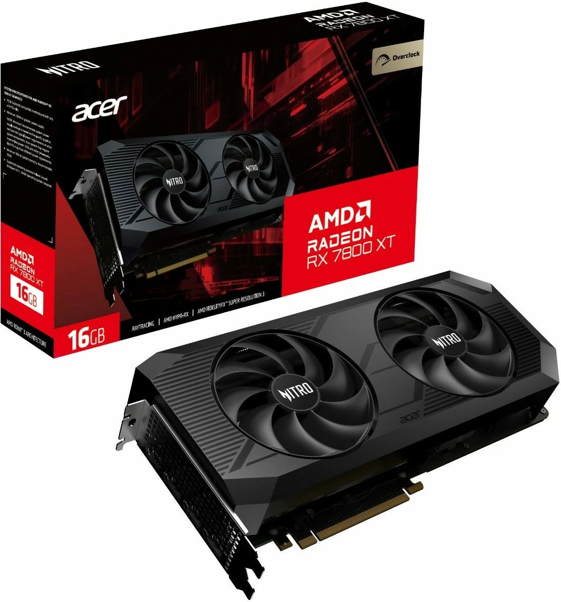 Kartelë grafike Acer Nitro Radeon RX 7800 XT OC, 16 GB, GDDR6, e zezë