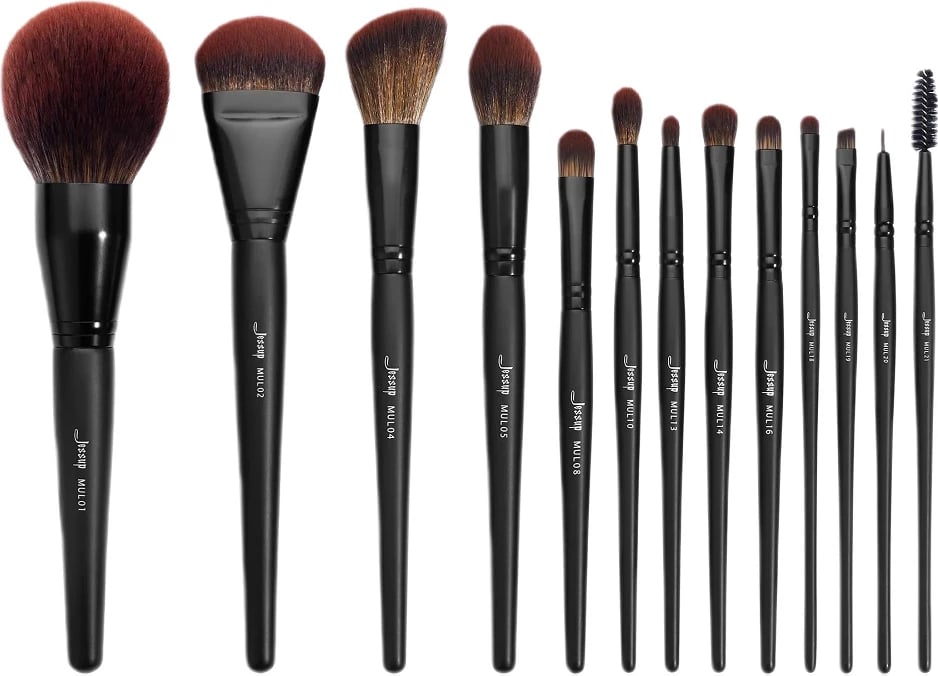 Set furçash për grim JESSUP Phantom Black për femra 13 copë, Phantom Black
