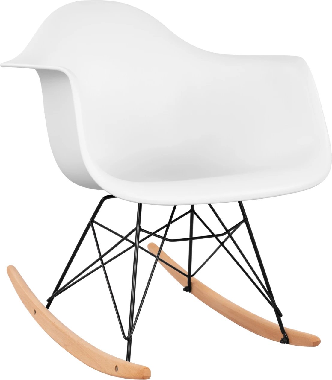 Karrige lëkundëse me krahë, sedilje e bardhë-kornizë e zezë FH0035.11 61x71x64 cm