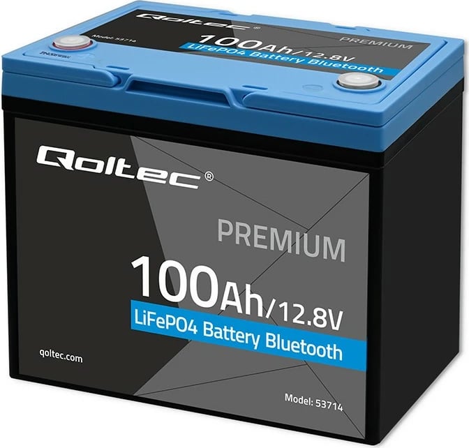 Bateri LiFePO4, Qoltec, 53714, 12.8V 100Ah 1280Wh, Bluetooth BMS