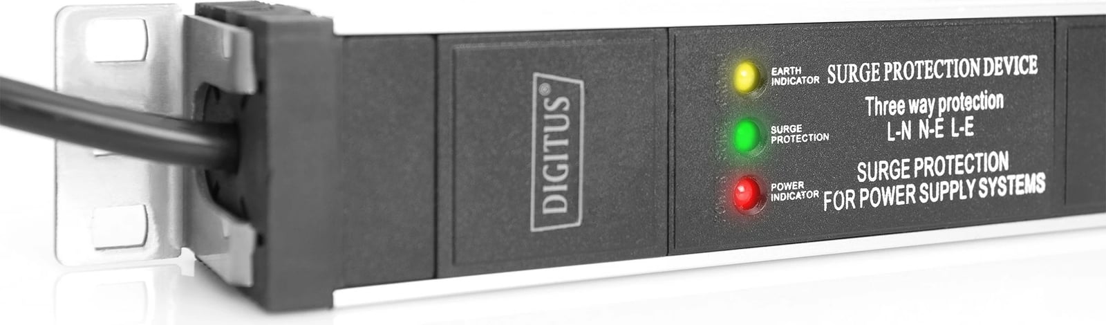Shirit rryme Digitus, 7 dalje, mbrojtje nga mbingarkesa, filter linje, 2m, alumini, zi/argjend
