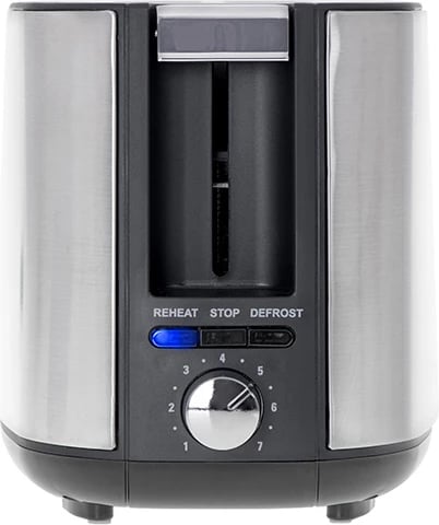 Toster, Adler AD 3214, 2 feta, 7 nivele pjekjeje, funksione Reheat/Defrost/Stop, 900W, inox/argjent