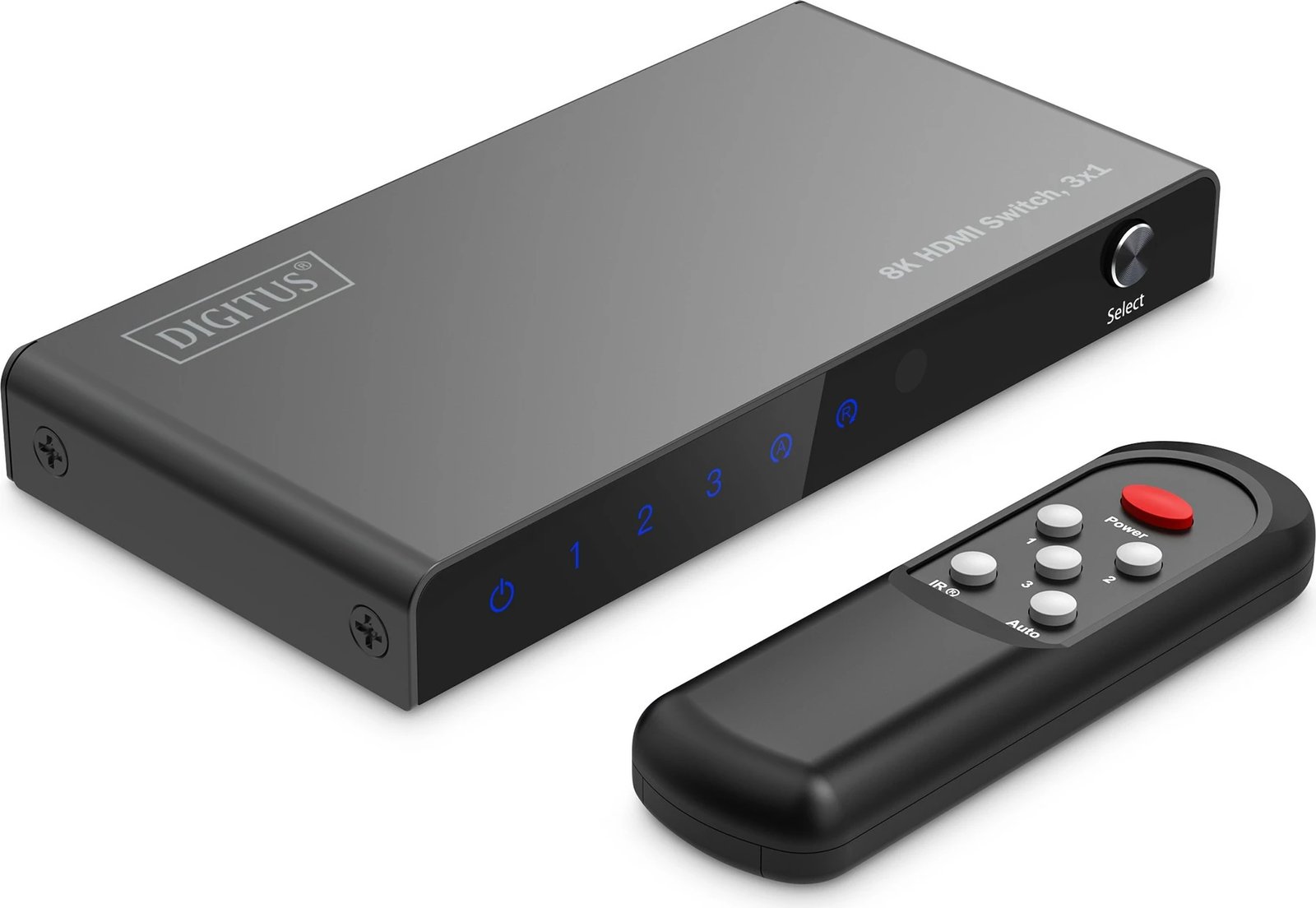 Switch HDMI Digitus 8K, 3x1, HDMI, USB Type-C, Metal, Ngjyrë e zezë