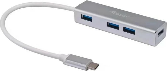 USB hub Equip 4 porte USB 3.0, Type-C, 5000 Mbit/s, alumini, argjendtë