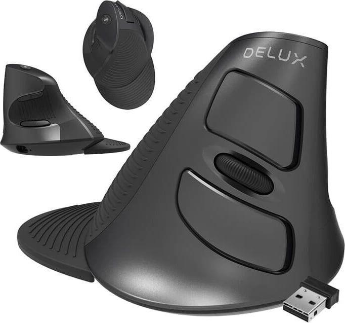 Maus vertikal pa tela Delux M618G DB, Bluetooth/2.4G, gri