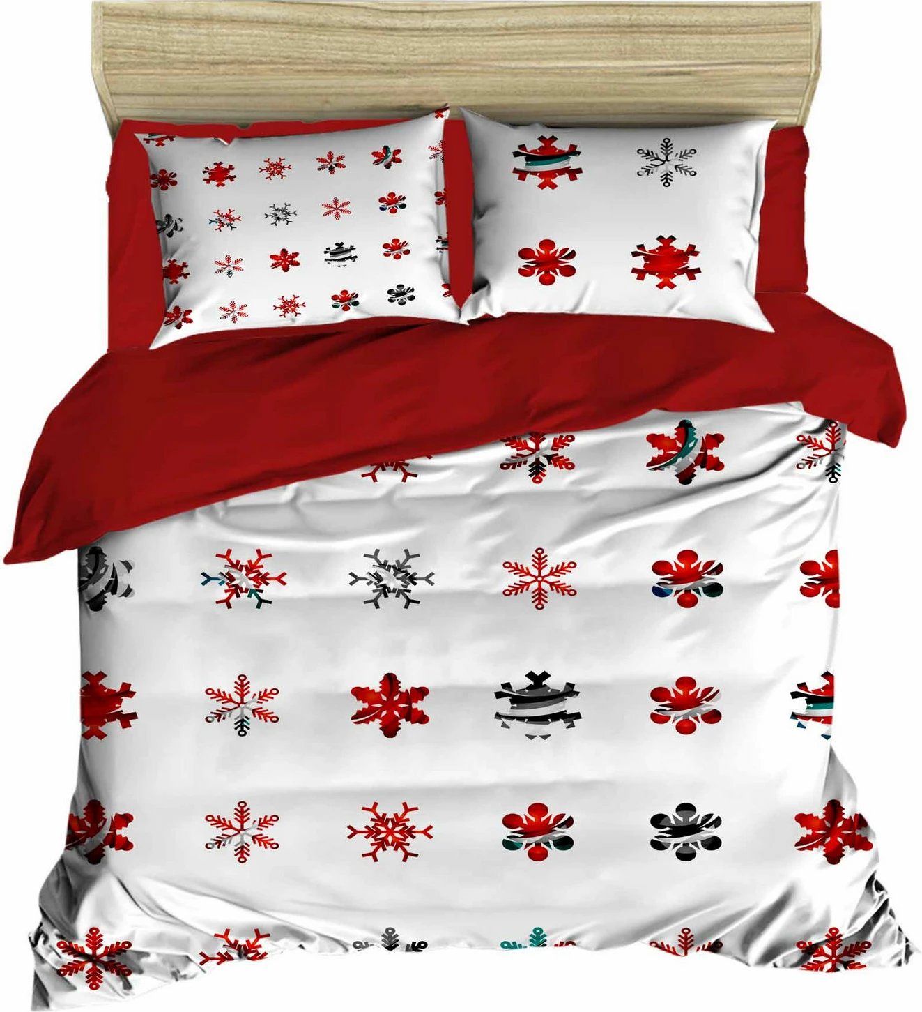 Set mbulesë për jorgan king size, L'essentiel, 428, e kuqe, e bardhë, e gjelbër